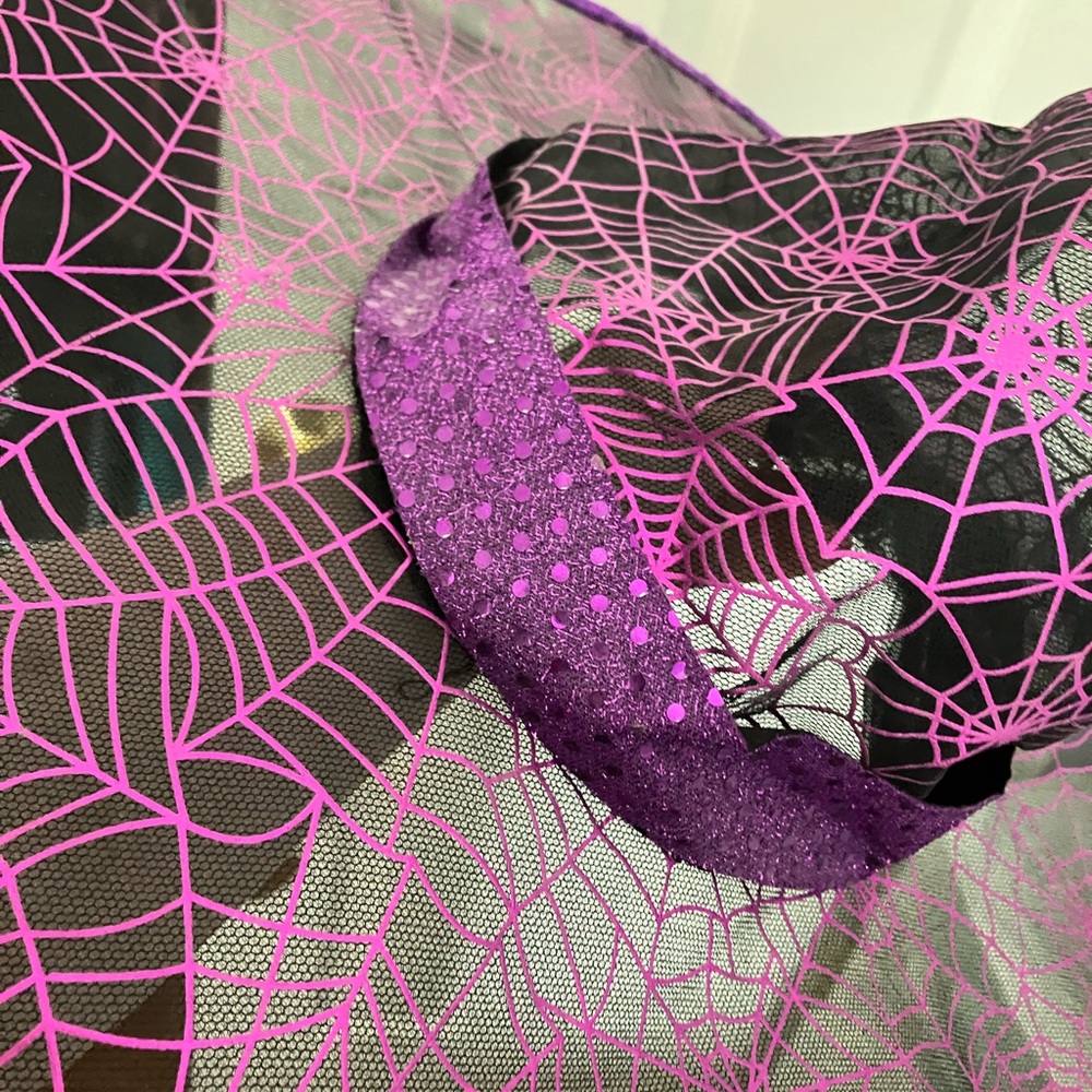 Halloween Black Purple Metallic Witches Hat - Picture 2 of 5